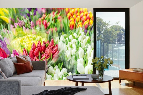 Vlies Fototapete - Blumenmarkt 375 x 250 cm
